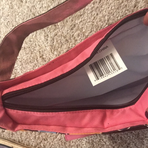 Polka dot purse disguised lunch box with front pocket pink and brown - Picture 3 of 3